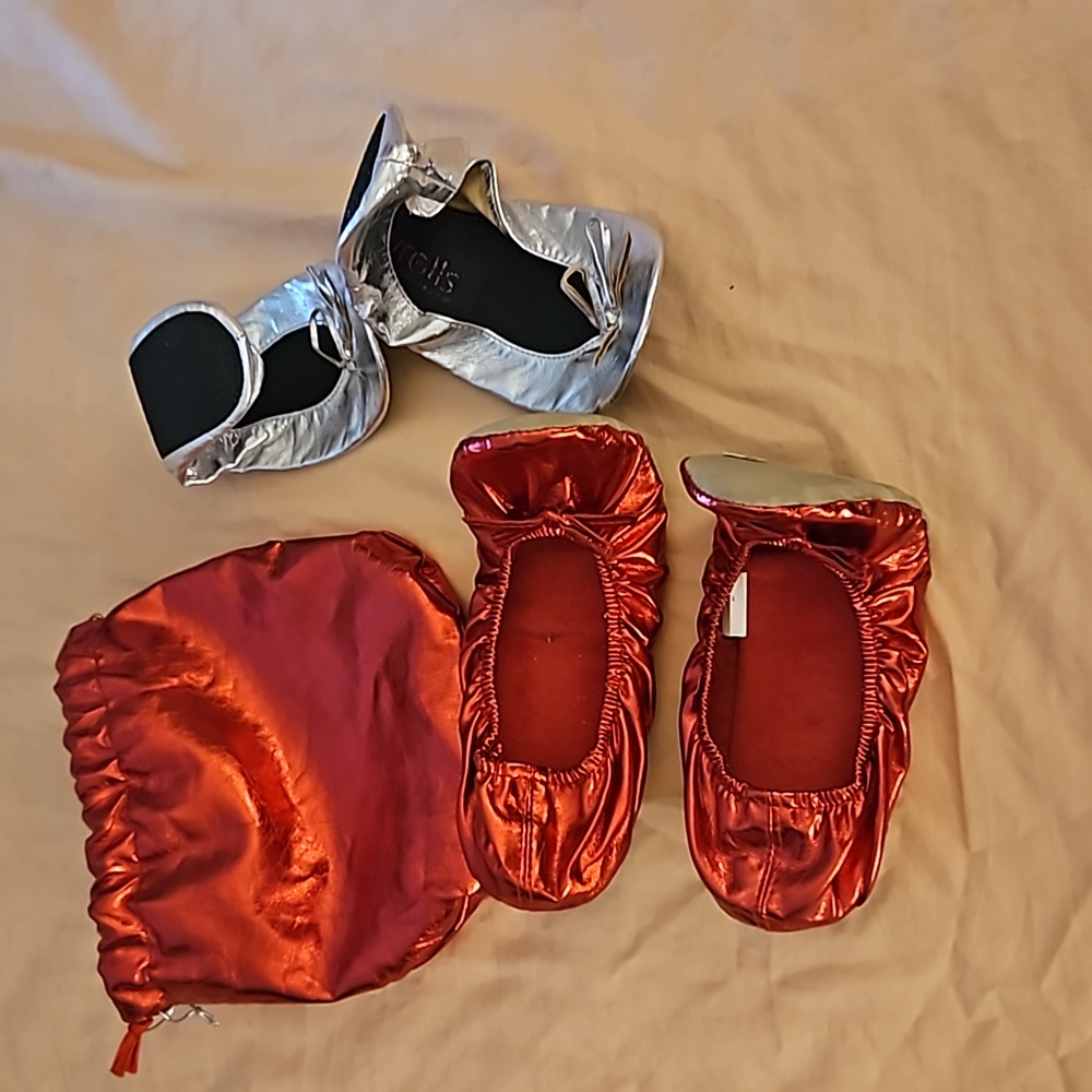 Two pairs of jelly roll slippers
